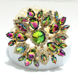 91509, CHUNKY MULTI RHINESTONE WITH PEARL BEAD STRETCH BRACELET