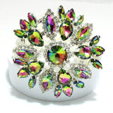 91509, CHUNKY MULTI RHINESTONE WITH PEARL BEAD STRETCH BRACELET