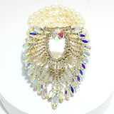 91510, MARQUISE ACCENT RHINESTONE WITH PEARL BEAD STRETCH BRACELET