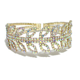 91517, MARQUISE ACCENT PAVE RHINESTONE CUFF BRACELET, WEDDING, BRIDAL, PROM