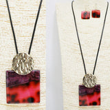 91546, RECTANGLE TORTOISE CELLULOID ACETATE LONG PENDANT NECKLACE