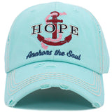 91553, "HOPE ANCHORS THE SOUL" WASHED VINTAGE BALL CAP