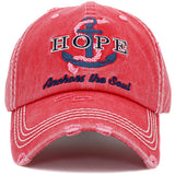 91553, "HOPE ANCHORS THE SOUL" WASHED VINTAGE BALL CAP