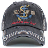 91553, "HOPE ANCHORS THE SOUL" WASHED VINTAGE BALL CAP