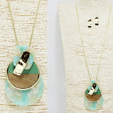 91567, CELLULOID ACETATE ROUND GEOMETRIC ACCENT LONG PENDANT NECKLACE