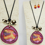 91568, GEOMETRIC CELLULOID ACETATE LONG PENDANT NECKLACE