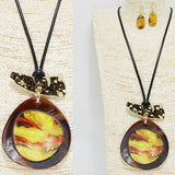 91568, GEOMETRIC CELLULOID ACETATE LONG PENDANT NECKLACE