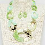 91571, OVAL SHAPE LEOPARD CELLULOID ACETATE NECKLACE