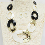 91571, OVAL SHAPE LEOPARD CELLULOID ACETATE NECKLACE