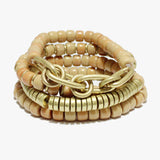 91579, KNOT LINK MULTI LAYERED BEAD STRETCH BRACELET