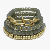 91579, KNOT LINK MULTI LAYERED BEAD STRETCH BRACELET