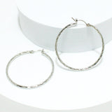 91625, 40MM TEXTURED ROUND METAL PIN CATCH HOOP EARRING
