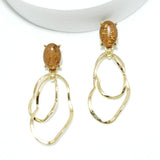 91644, OVAL RESIN ACCENT GEOMETRIC EARRING
