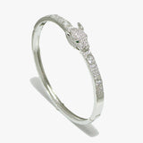 91662, PANTHER CUBIC ZIRCONIA STAINLESS STEEL OPEN BRACELET