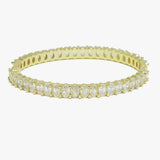 91664, OVAL CUBIC ZIRCONIA ACCENT STAINLESS STEEL OPEN BRACELET