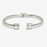 91665, BAGUETTE CUBIC ZIRCONIA ACCENT STAINLESS STEEL CUFF BRACELET