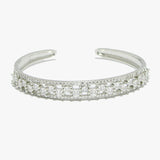 91672, BAGUETTE CUBIC ZIRCONIA ACCENT STAINLESS STEEL CUFF BRACELET