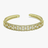 91672, BAGUETTE CUBIC ZIRCONIA ACCENT STAINLESS STEEL CUFF BRACELET