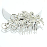 91681, PAVE RHINESTONE FLORAL LEAF BRIDAL HAIR COMB