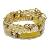 91682, CHAIN WITH CELLULOID ACETATE MULTI LAYERED BEAD STRETCH BRACELET