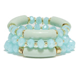 91684, CELLULOID ACETATE TUBE MULTI LAYERED BEAD STRETCH BRACELET