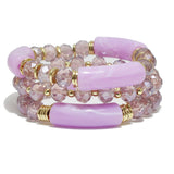 91684, CELLULOID ACETATE TUBE MULTI LAYERED BEAD STRETCH BRACELET