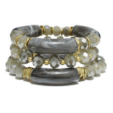 91684, CELLULOID ACETATE TUBE MULTI LAYERED BEAD STRETCH BRACELET