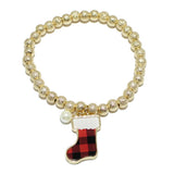 91704, CHRISTMAS SOCKS BUBBLE CHARM STRETCH BRACELET, HOLIDAY