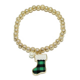 91704, CHRISTMAS SOCKS BUBBLE CHARM STRETCH BRACELET, HOLIDAY