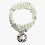 91716, ROUND SHAPE INSPIRATIONAL CHARM PEARL STRETCH BRACELET SET