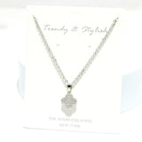 91727, PAVE CLOVER PENDANT NECKLACE