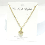 91727, PAVE CLOVER PENDANT NECKLACE