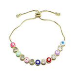 91729, EVIL EYE WITH CUBIC ZIRCONIA ADJUSTABLE BRACELET