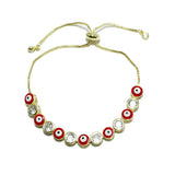 91729, EVIL EYE WITH CUBIC ZIRCONIA ADJUSTABLE BRACELET