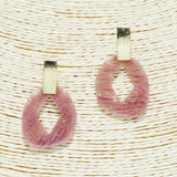 91845, RECTANGLE GOLD ACCENT GEOMETRIC CELLULOID ACETATE EARRING