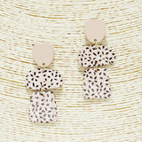 91851, FLORAL PRINT GEOMETRIC WOOD EARRING