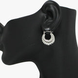 91868, SCALLOPED HOLLOW HOOP PIN CATCH EARRING