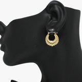 91868, SCALLOPED HOLLOW HOOP PIN CATCH EARRING