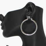91877, 50MM ROUND HOLLOW HOOP PIN CATCH EARRING