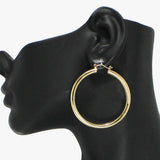 91877, 50MM ROUND HOLLOW HOOP PIN CATCH EARRING