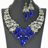 91885, SORORITY COLORED MARQUISE ACCENT RHINESTONE EVENING NECKLACE SET