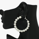 91939, 50MM MATTE FINISH BALL BEAD ROUND HOOP EARRING