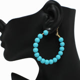 91939, MATTE FINISH BALL BEADED HOOP EARRING