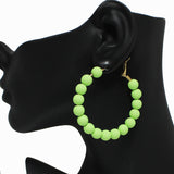 91939, 50MM MATTE FINISH BALL BEAD ROUND HOOP EARRING