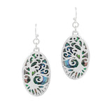 92048, TREE OF LIFE CUTOUT WITH ABALONE OVAL SHELL EARRING