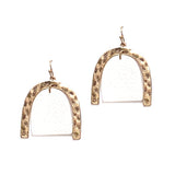 92072, ARCH HAMMERED METAL WITH FAUX LEATHER EARRING