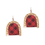 92072, ARCH HAMMERED METAL WITH FAUX LEATHER EARRING