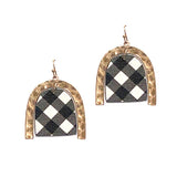 92072, ARCH HAMMERED METAL WITH FAUX LEATHER EARRING