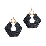 92073, GEOMETRIC FAUX LEATHER EARRING