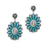 92078, WESTERN CONCHO FAUX LEATHER ACCENT DANGLE EARRING